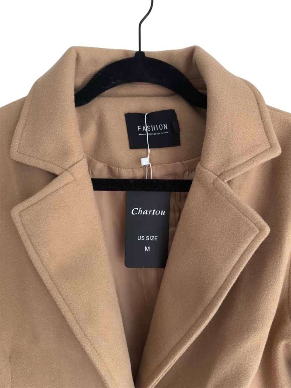 Chartou Camel Blazer Jacket Medium Wool Blend Classic Minimalist - Picture 2 of 7